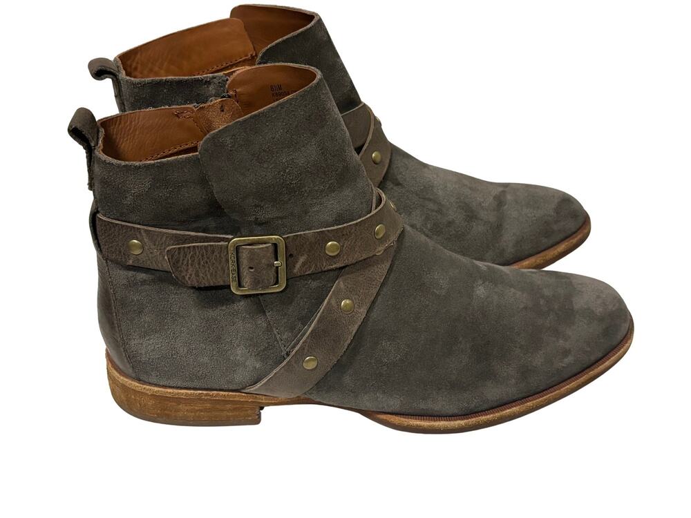 Kork-Ease Kanai Ankle Boots Women 8.5 Gray Suede Leather Harness K69038